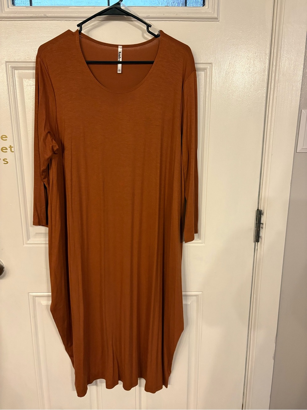 Azules Scoop Neck Midi Dress in Rust